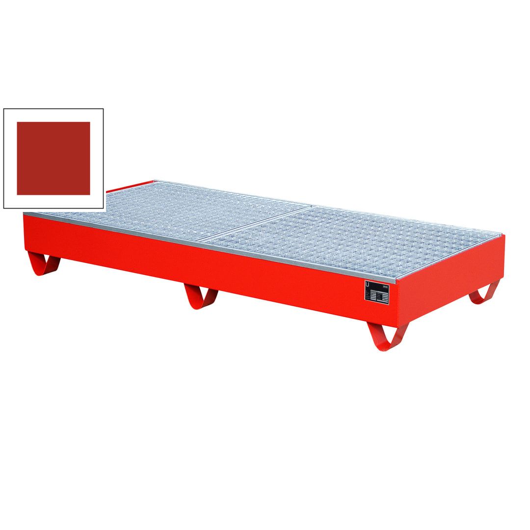Auffangwanne - 1.800 x 800 mm (BxT) - 202 l - Füße - Gitterrost - feuerrot
