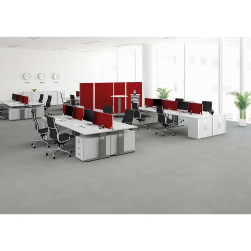 Stellwand, Trennwand, Raumteiler, Sichtschutz, schallabsorbierend, Stoffbespannung, pinnbar, Alurahmen, 1.600 x 1.200 x 27 mm (HxBxT), Calypso rot
