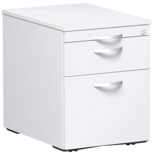 Rollcontainer, Metallschublade, Hängeregistratur, Utensilienfach, abschließbar, 565 x 438 x 600 mm (HxBxT), Frontfarbe Ahorn, Korpusfarbe Ahorn
