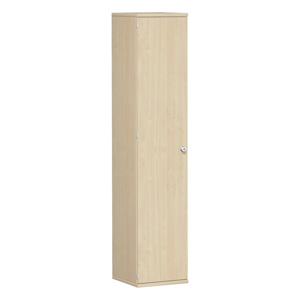 Flügeltürenschrank, Holz, Schloß links, 6 Ordnerhöhen, 5 Böden, 2.304 x 400 x 425 mm (HxBxT), Korpusfarbe Ahorn, Frontfarbe Ahorn