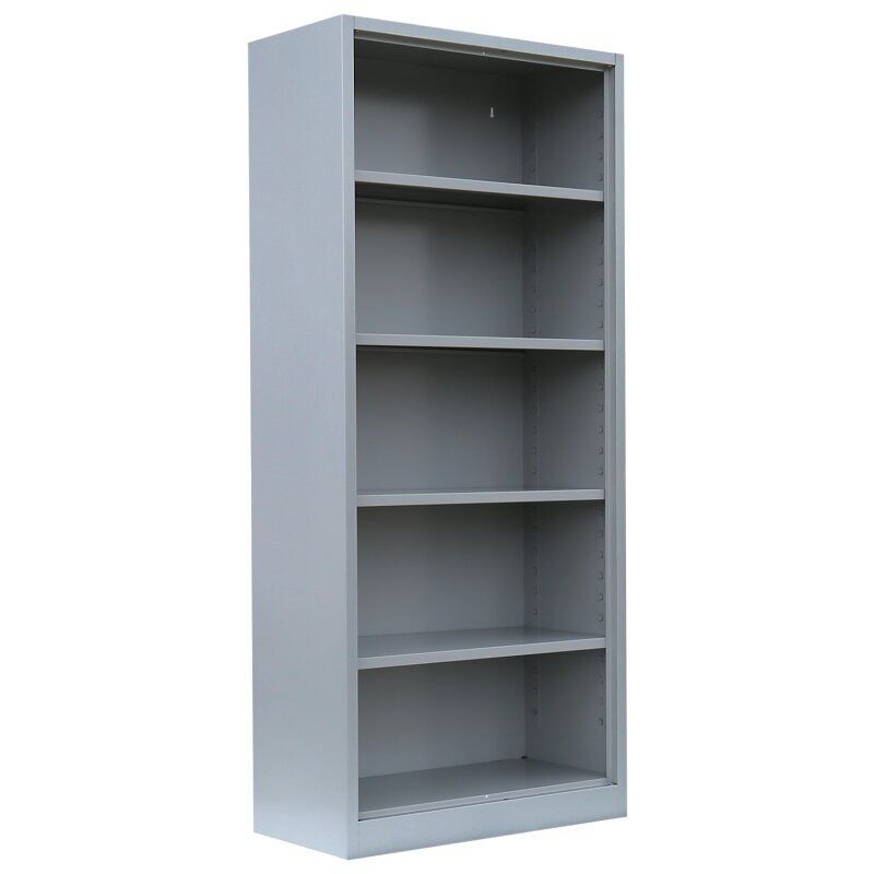 Aktenregal, Ordnerregal, Büroregal, 5 Fächer, Stahl, pulverbeschichtet, 1.800 x 800 x 383 mm (HxBxT), Farbe: lichtgrau