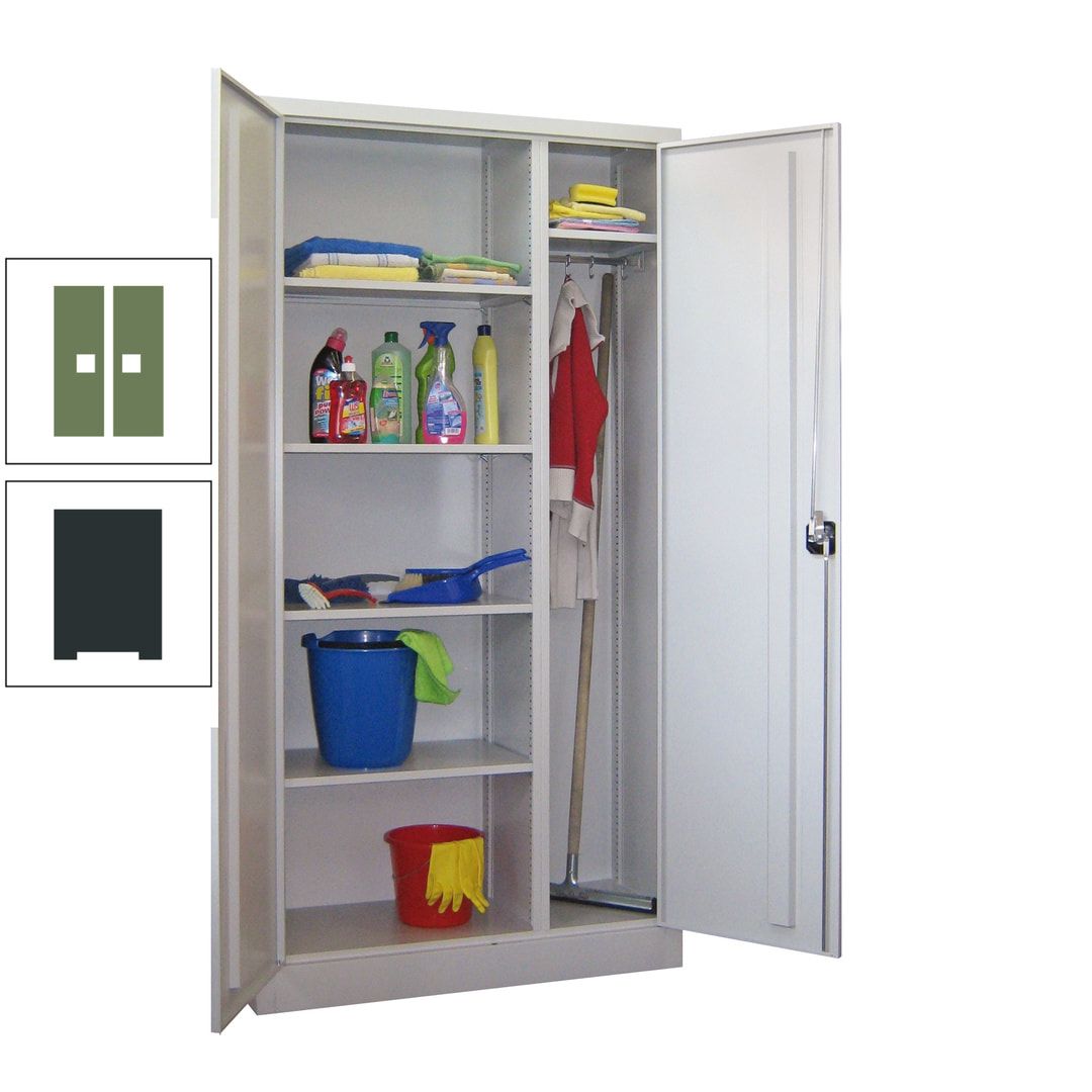 Putzschrank mit Trennwand - 1.950x1.000x400 mm (HxBxT) - Böden pulverbeschichtet - anthrazitgrau