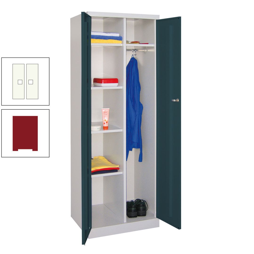 Kleiderschrank mit Sockel - Spind - 1 Abteil mit Trennwand - 1.800x600x500 mm (HxBxT) - Zylinderschloss - anthrazitgrau