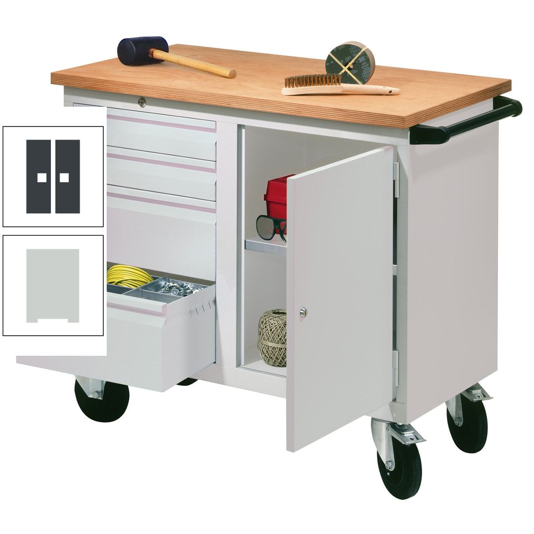 Mobile Werkbank - Werkstattwagen - 915 x 1.090 x 600 mm - 4 Schubladen und Schrankfach - anthrazitgrau