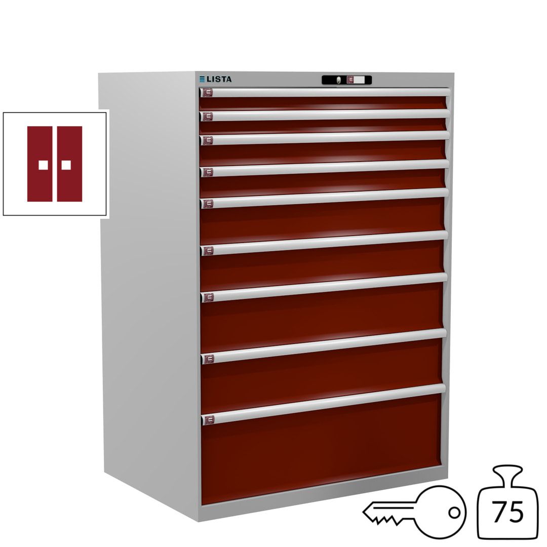 Lista Schubladenschrank - 12.550.010 - 1.450x1.023x725 mm (HxBxT) - 9 Schubladen - 200 kg - Key Lock - lichtblau (RAL 5012)