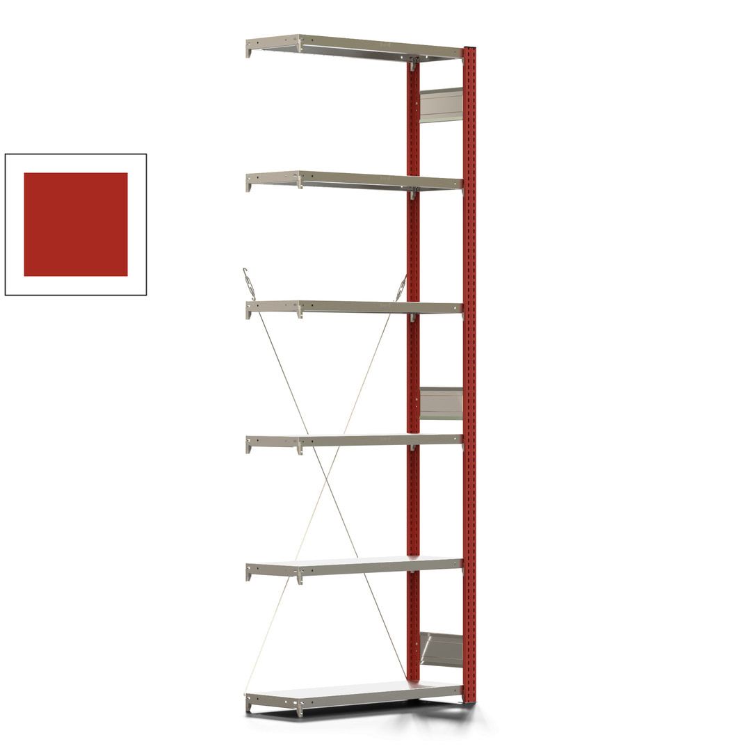 Fachbodenregal mit Tiefenriegel - 350 kg - 2.500 x 875 x 326 mm (HxBxT) - Anbauregal - 6 Böden - enzianblau - Lagerregal - Steckregal BERT