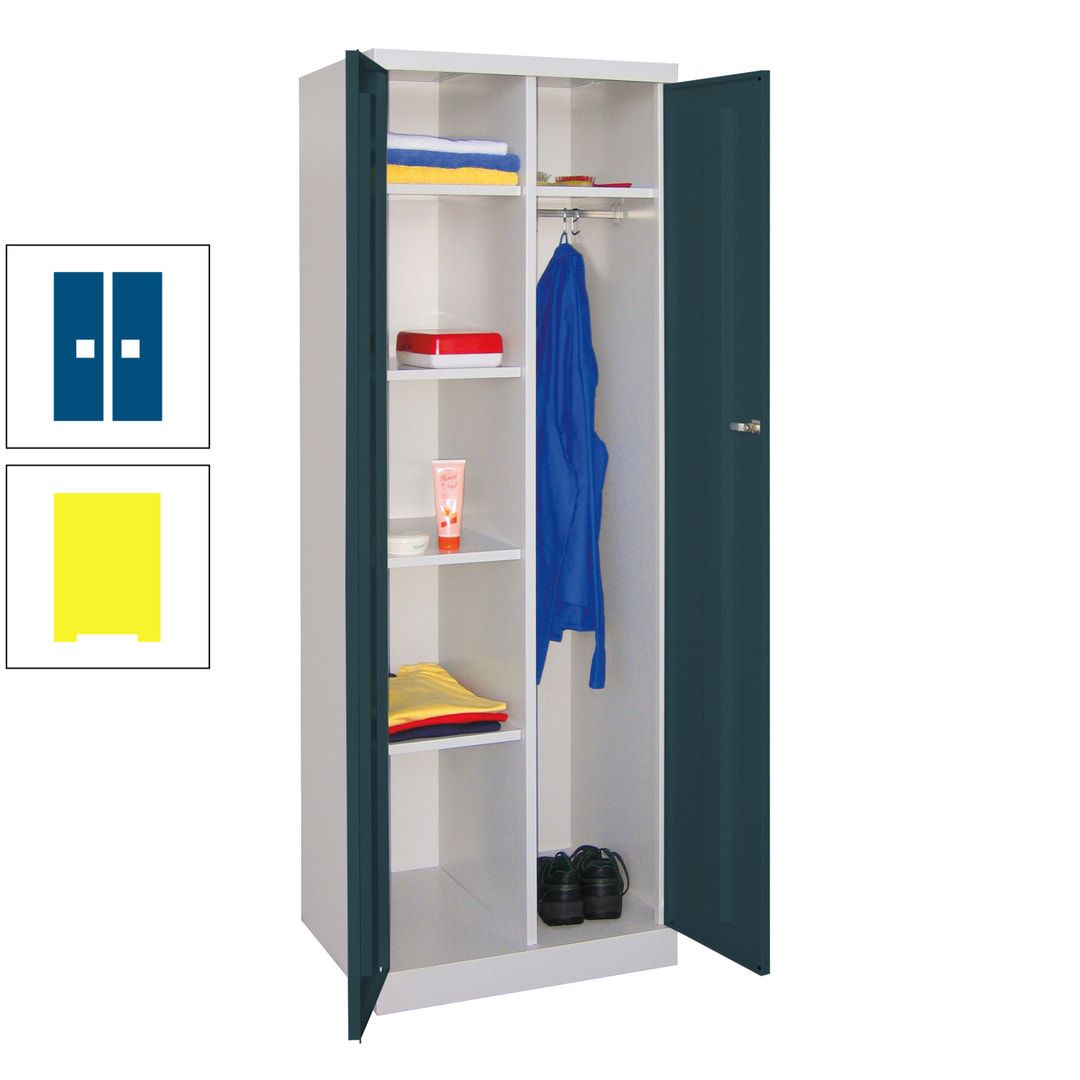 Kleiderschrank mit Sockel - Spind - 1 Abteil mit Trennwand - 1.800x600x500 mm (HxBxT) - Zylinderschloss - anthrazitgrau