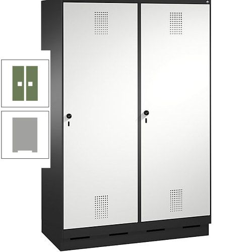 Doppel-Spind, Garderobenschrank, 2 Türen für 4 Abteile a 300 mm, Korpus anthrazitgrau, Türen anthrazitgrau, 1.800 x 1.200 x 500 mm (HxBxT)