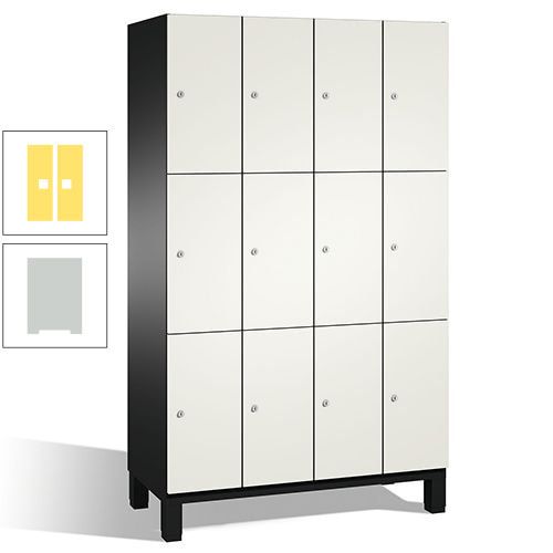 Fächerschrank, Stahlschrank, 12 Fächer, Türöffnungsbegrenzer, mit Füßen, Korpus lichtgrau, Tür anthrazitgrau, 1.980 x 1.200 x 525 mm (HxBxT)