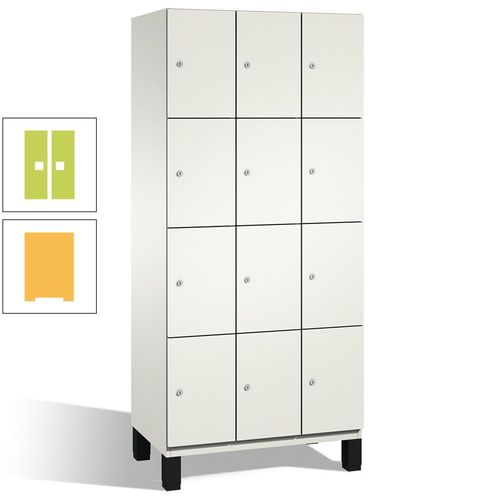 Fächerschrank, Stahlschrank, 12 Fächer, Türöffnungsbegrenzer, mit Füßen, Korpus lichtgrau, Tür anthrazitgrau, 1.980 x 900 x 525 mm (HxBxT)