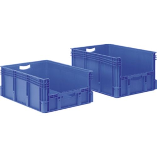 Euro-Stapelbehälter - Volumen 132 l - 60 kg - 320 x 600 x 800 mm (HxBxT) - Öffnung Stirnseite - blau