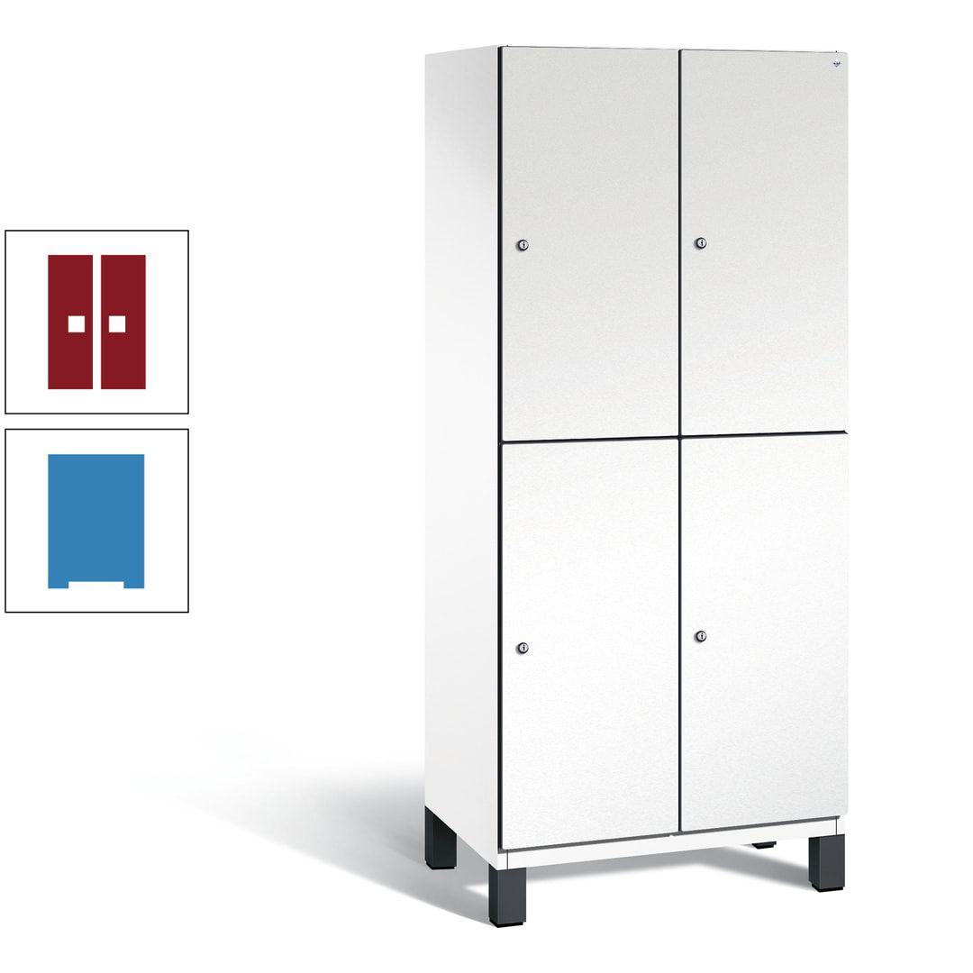Fächerschrank, Stahlschrank, doppelstöckig, 4 Fächer, Füße, Korpus anthrazitgrau, Tür anthrazitgrau, 1.980 x 800 x 525 mm (HxBxT)