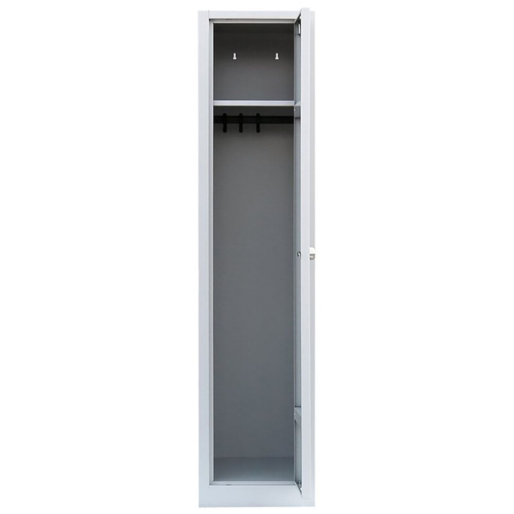 Garderobenschrank, Garderobenspind, 1 Abteil, 1.800 x 415 x 500 mm (HxBxT), Stahl, Korpusfarbe: lichtgrau, Frontfarbe: anthrazitgrau