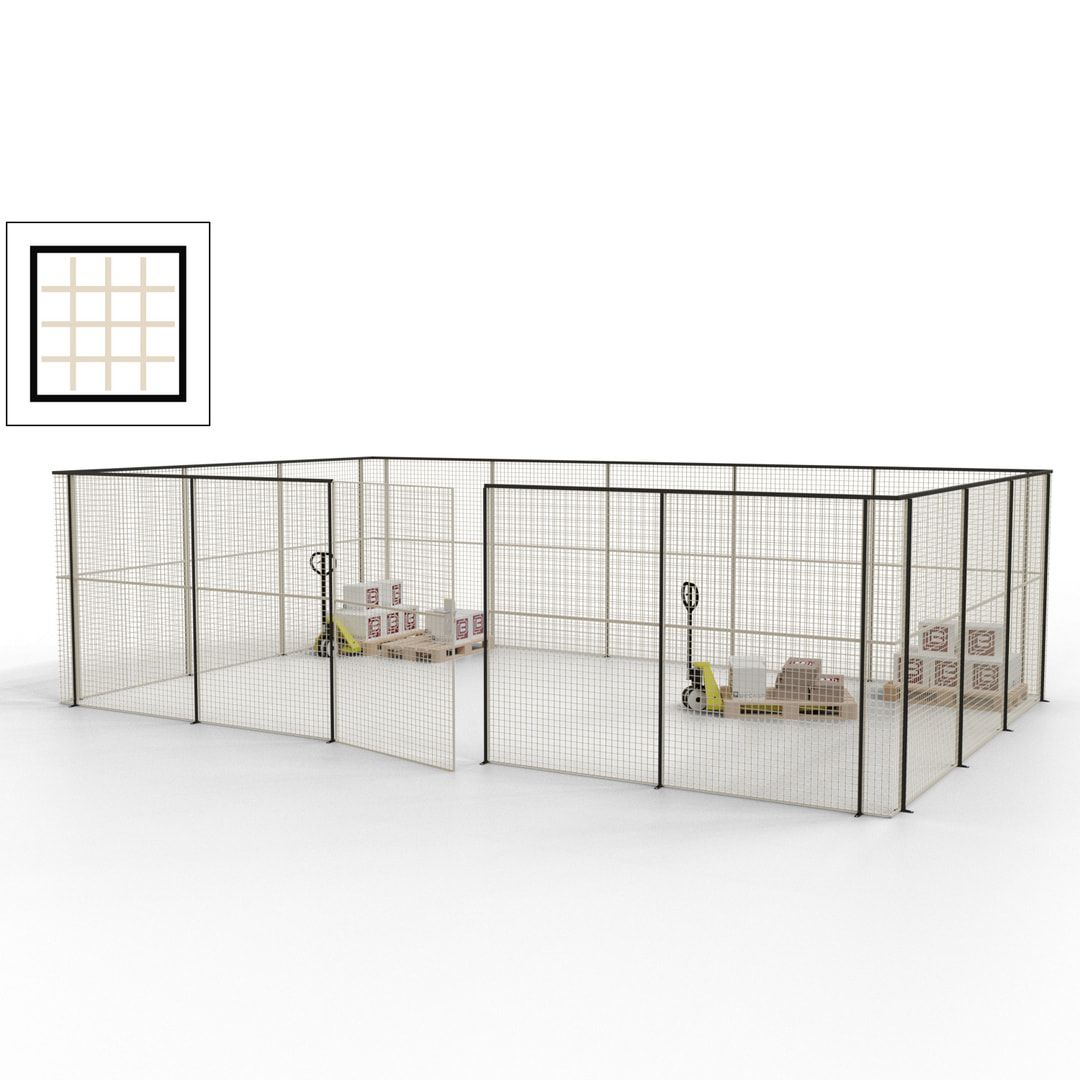Maschinen Schutzgitter - Hallentrennwand - Sicherheitszaun - Tür - 22 m - 2.200 x 7.900 x 4.900 mm (HxBxT) - enzianblau