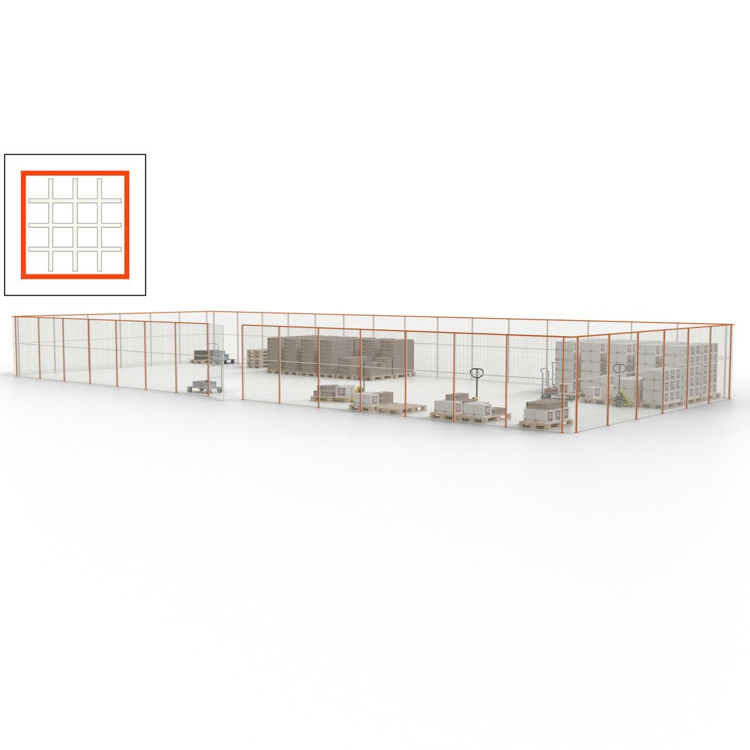 Maschinen Schutzgitter - Hallentrennwand - Sicherheitszaun - Tür - 63 m - 2.200 x 22.900 x 9.400 mm (HxBxT) - enzianblau