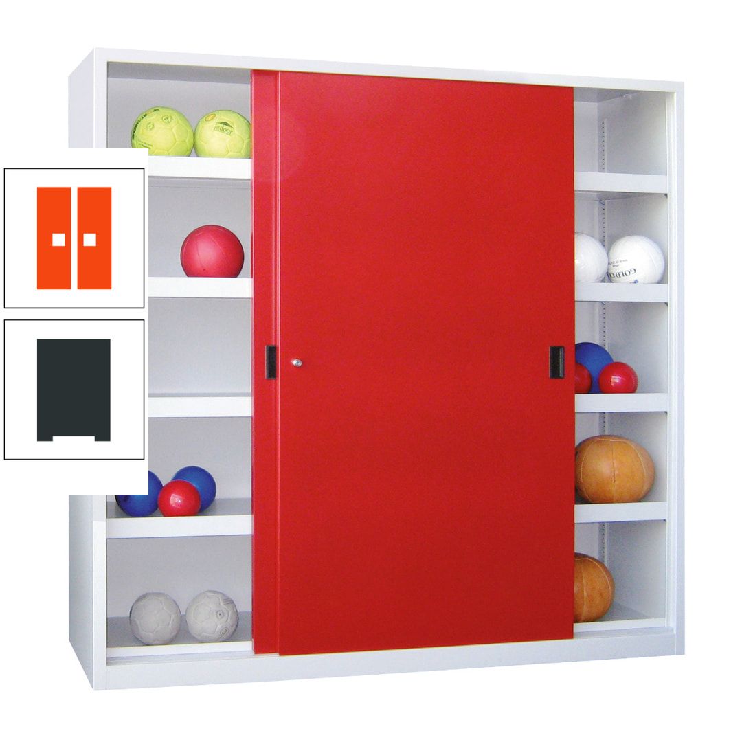Ballschrank - Schiebetüren - Trennwand - 8 Böden - 1.950x1.500x600 mm (HxBxT) - anthrazitgrau
