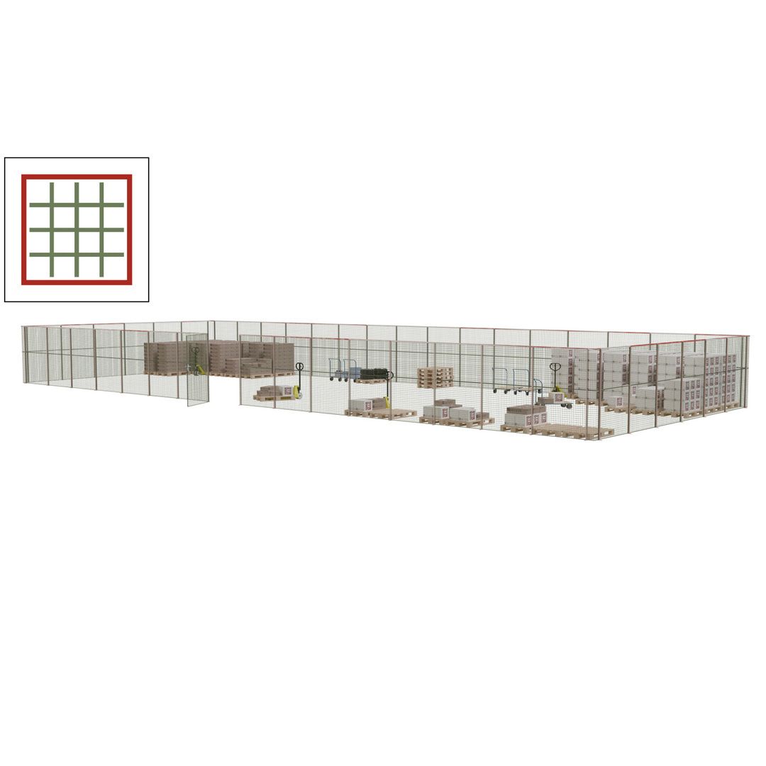 Maschinen Schutzgitter - Hallentrennwand - Sicherheitszaun - Tür - 66 m - 2.200 x 24.400 x 9.400 mm (HxBxT) - enzianblau