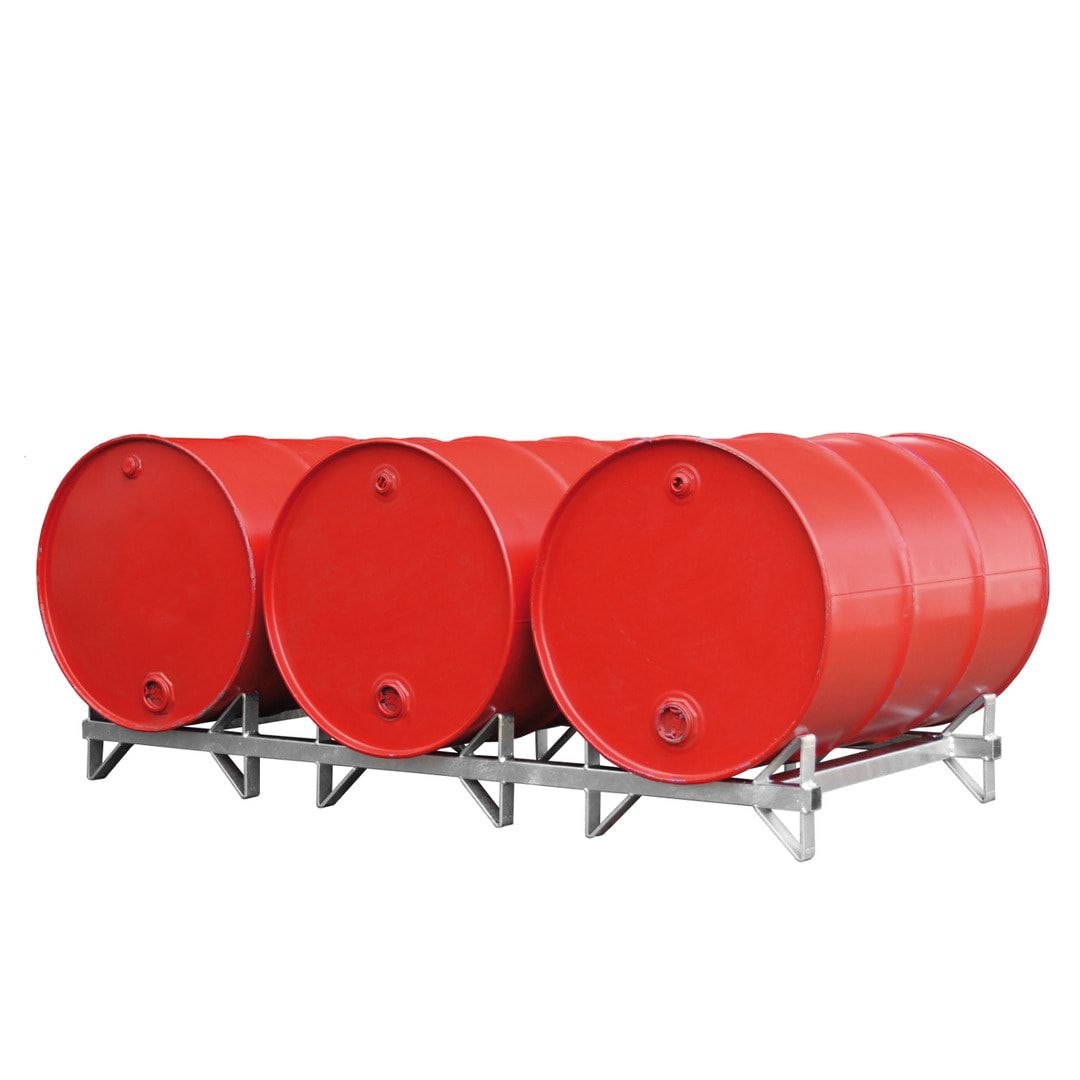 Fasspalette - für 2 x 200 l Fässer - stapelbar - 250 x 750 x 1.280 mm (HxBxT) - verzinkt