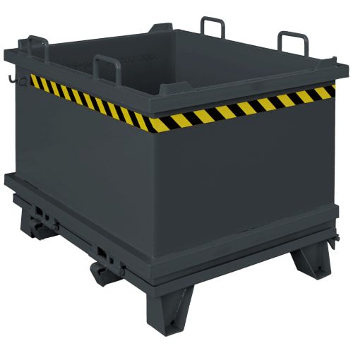 Eichinger Klappbodenbehälter, 1.000 Liter, stapelbar, selbstkippbar, Kettensicherung, 1.070 x 1.000 x 1.330 mm (HxBxT), Farbe anthrazitgrau