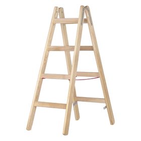 Holz-Sprossenstehleiter - beidseitig begehbar - 2x4 bis 2x12 Sprossen - Leiterlänge wählbar - Holzleiter - Hymer