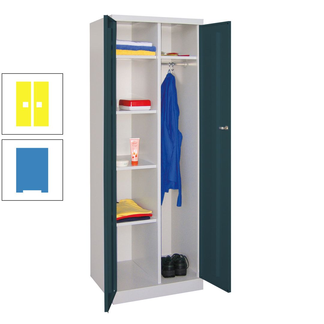 Kleiderschrank mit Sockel - Spind - 1 Abteil mit Trennwand - 1.800x600x500 mm (HxBxT) - Zylinderschloss - anthrazitgrau