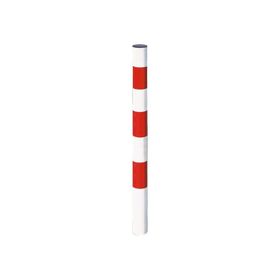 Feuerwehrpfosten fest - mit roten Reflektorstreifen - 76 x 1.000 mm (DxH) - Farbe reinweiß
