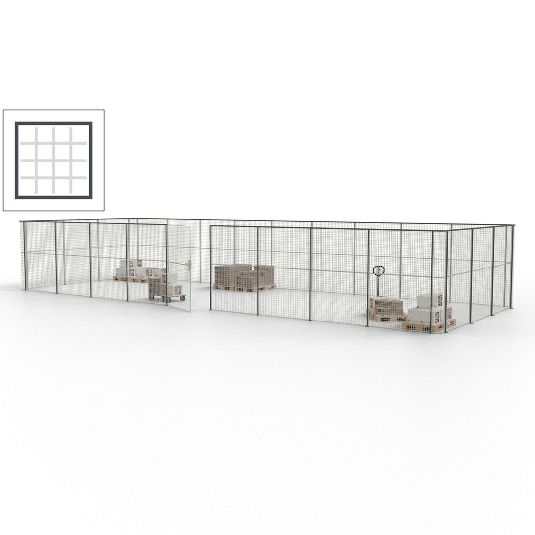 Maschinen Schutzgitter - Hallentrennwand - Sicherheitszaun - Tür - 36 m - 2.200 x 13.900 x 4.900 mm (HxBxT) - enzianblau