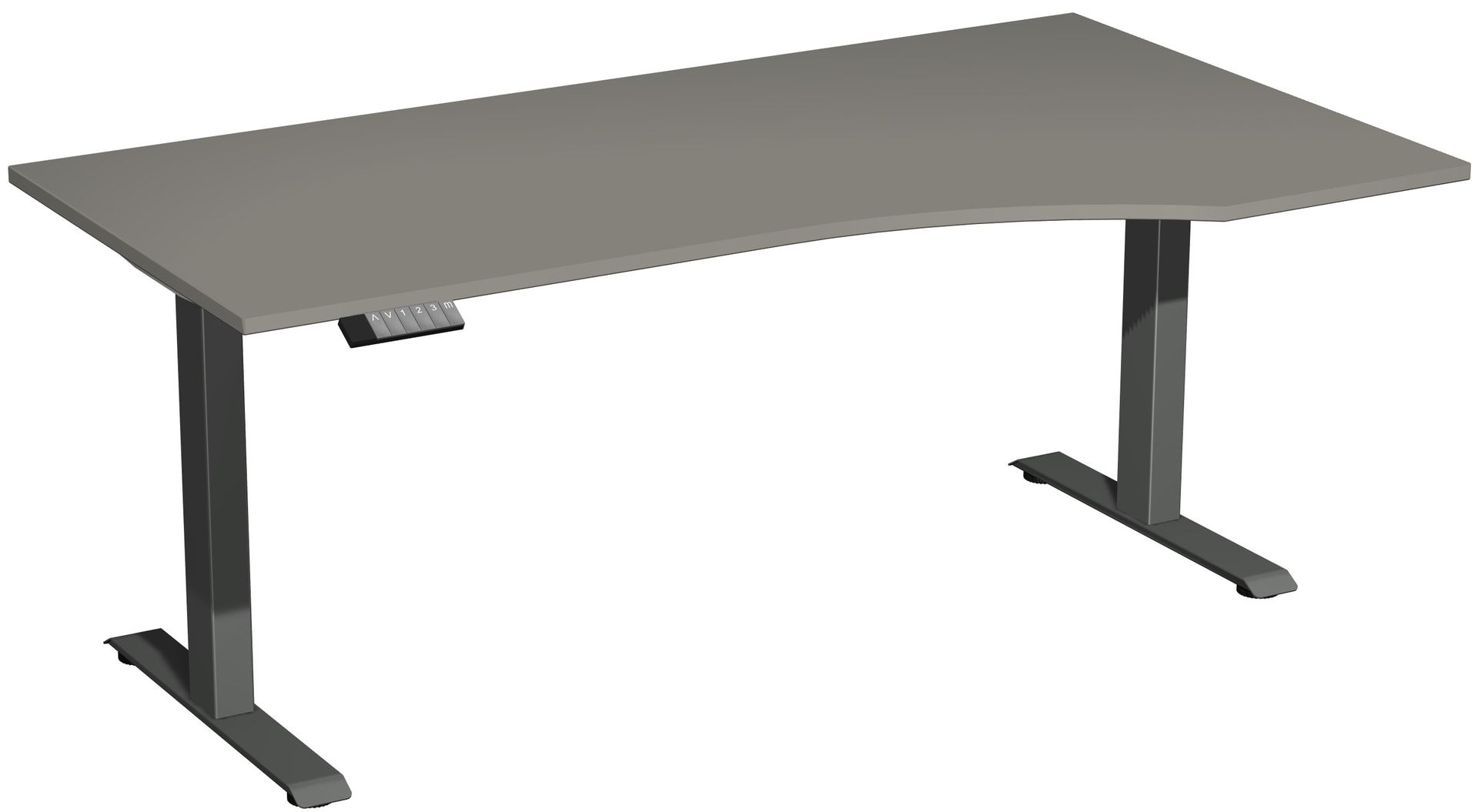 Eckschreibtisch, Ecke rechts, Elevate Basic, elektronisch höhenverstellbar, 730 - 1.230 x 1.800 x 1.000 mm (HxBxT), Gestell anthrazit, Dekor Ahorn