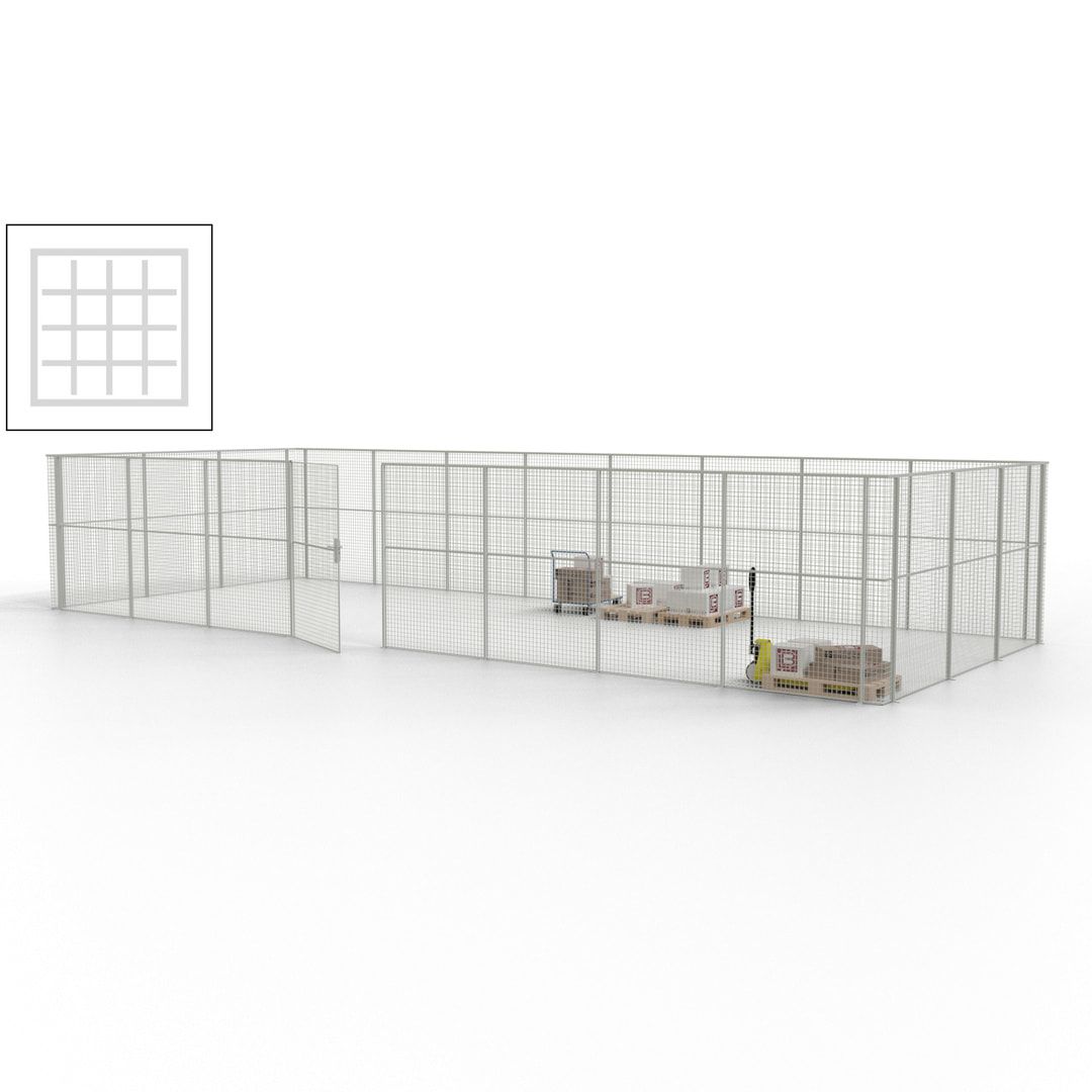 Maschinen Schutzgitter - Hallentrennwand - Sicherheitszaun - Tür - 33 m - 2.200 x 12.400 x 4.900 mm (HxBxT) - enzianblau