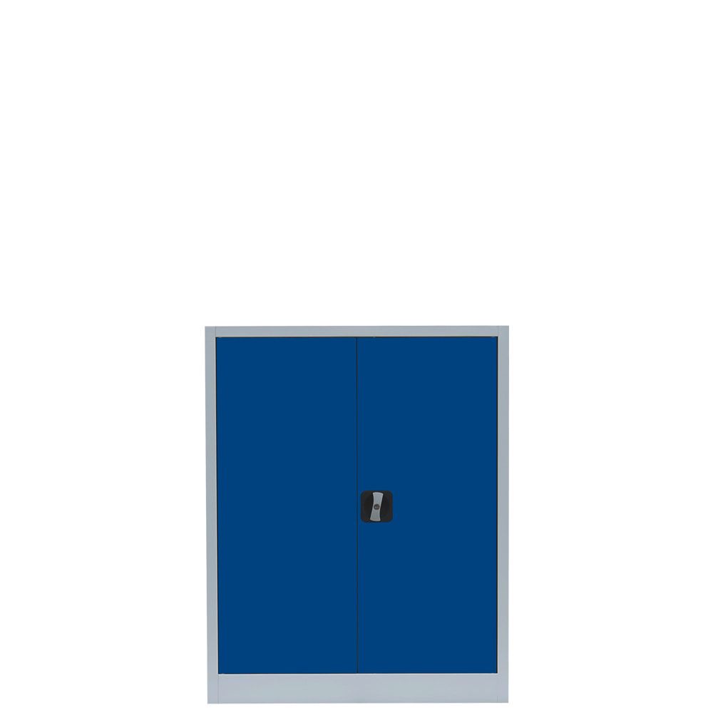 Aktenschrank, Büroschrank, abschließbar, Flügeltüren, 2 Fachböden, 1.000 x 800 x 383 mm (HxBxT), Stahl, Korpus und Türen in lichtgrau