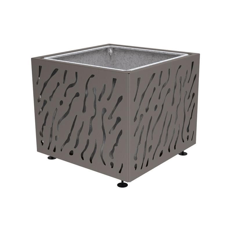 Pflanzbehälter, Stahlblech fvz, einfarbig, innen feuerverzinkt mit Verladungsgriffen, verstellbare Füße, 870 x 990 x 990 mm (HxBxT), enzianblau