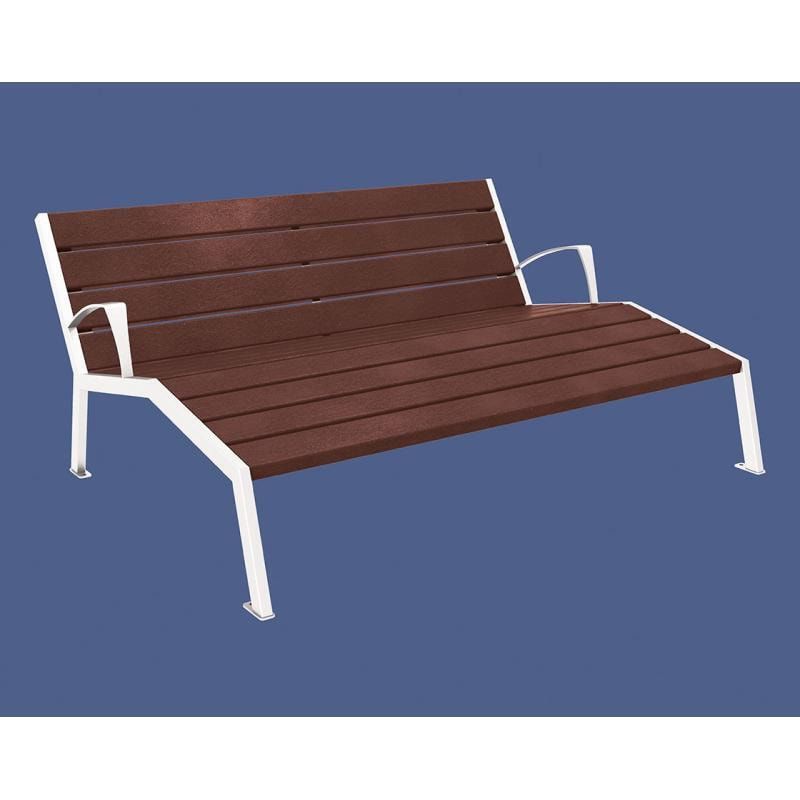 Liegestuhl aus Kunststoff und Stahlstreben - mit Armlehnen - 808 x 1.800 mm (HxB) - Farbe enzianblau - Parkbank - Gartenbank