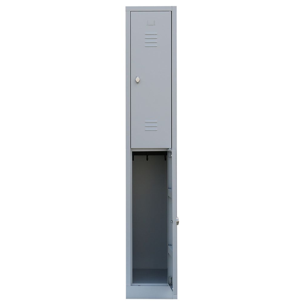 Garderobenschrank, Doppelstockspind, 1 Abteil, 2 Fächer, 1.800 x 315 x 500 mm (HxBxT), Stahl, Drehriegel, Korpus: lichtgrau, Front: anthrazitgrau