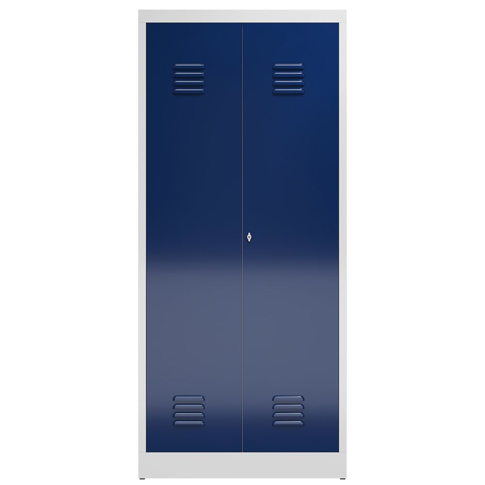 Mehrzweckschrank, Garderobenschrank, 2 Abteile, 6 Fächer, 1.800 x 800 x 500 mm (HxBxT), Drehriegel, Stahl, Korpus: lichtgrau, Front: anthrazitgrau