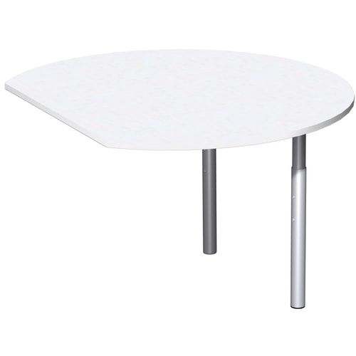 Anbautisch rund, inkl. Stützfüße, Schreibtisch C-Fuß Flex, 680-820 x 1.047 x 1.200 mm (HxBxT), inkl. Verkettungsmaterial, Gestell silber, Dekor Ahorn