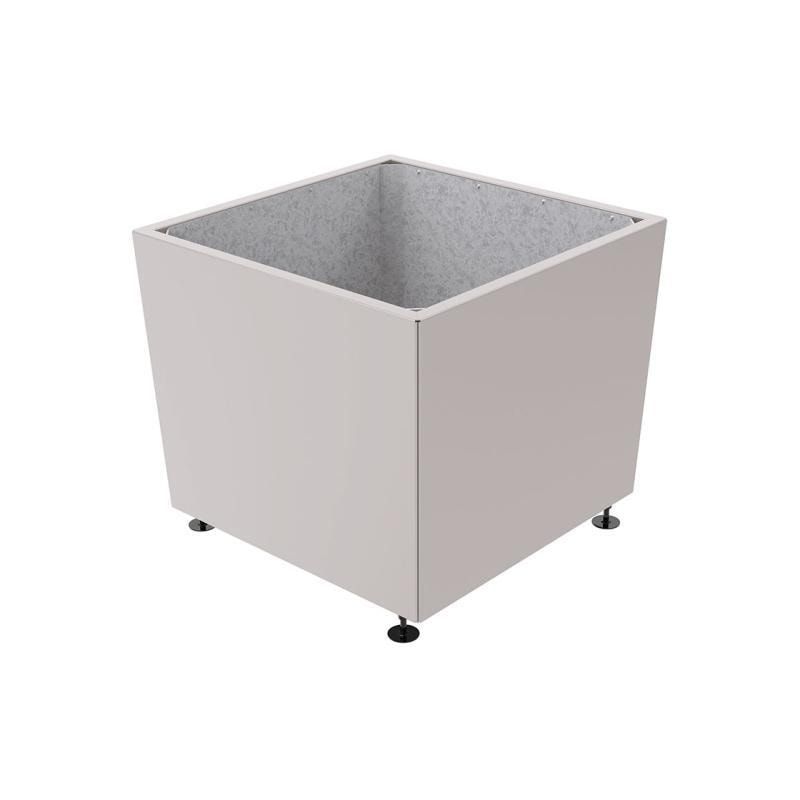 Pflanzkübel, 2 mm Stahlblech fvz, innen Blech feuerverzinkt mit Verladungsgriffen, verstellbare Füße, 760 x 785 x 785 mm (HxBxT), enzianblau