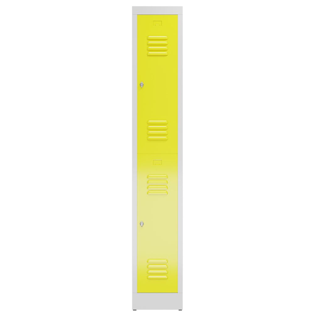 Garderobenschrank, Doppelstockspind, 1 Abteil, 2 Fächer, 1.800 x 310 x 500 mm (HxBxT), Stahl, Drehriegel, Korpus: lichtgrau, Front: anthrazitgrau