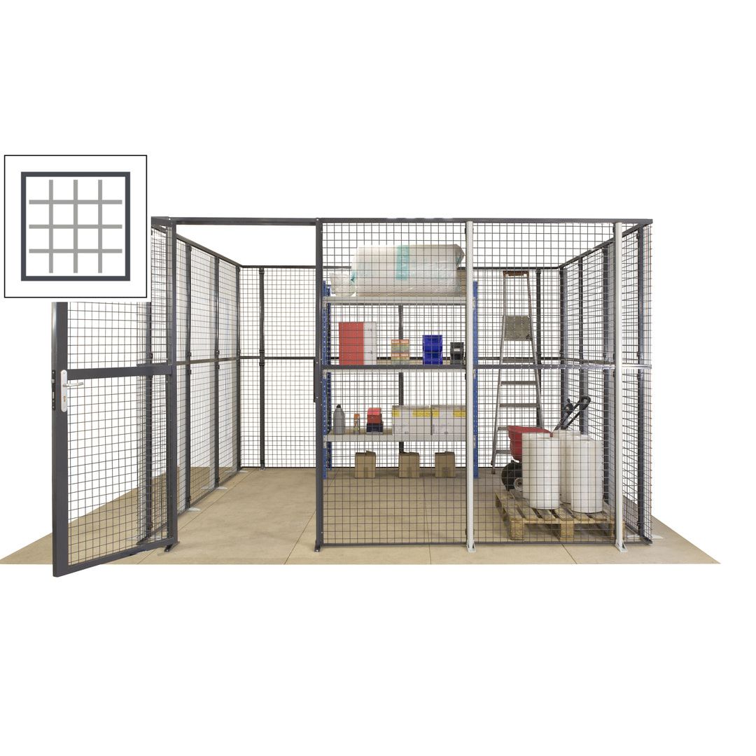 Maschinen Schutzgitter - Hallentrennwand - Sicherheitszaun - Tür - 72 m - 2.200 x 21.400 x 15.400 mm (HxBxT) - enzianblau