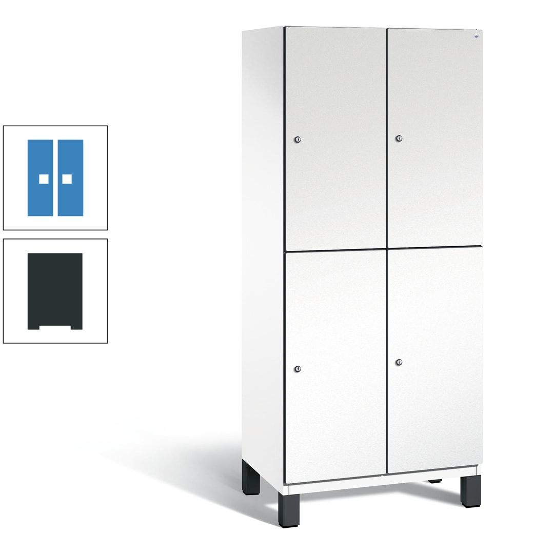 Fächerschrank, Stahlschrank, doppelstöckig, 4 Fächer, Füße, Korpus anthrazitgrau, Tür anthrazitgrau, 1.980 x 800 x 525 mm (HxBxT)