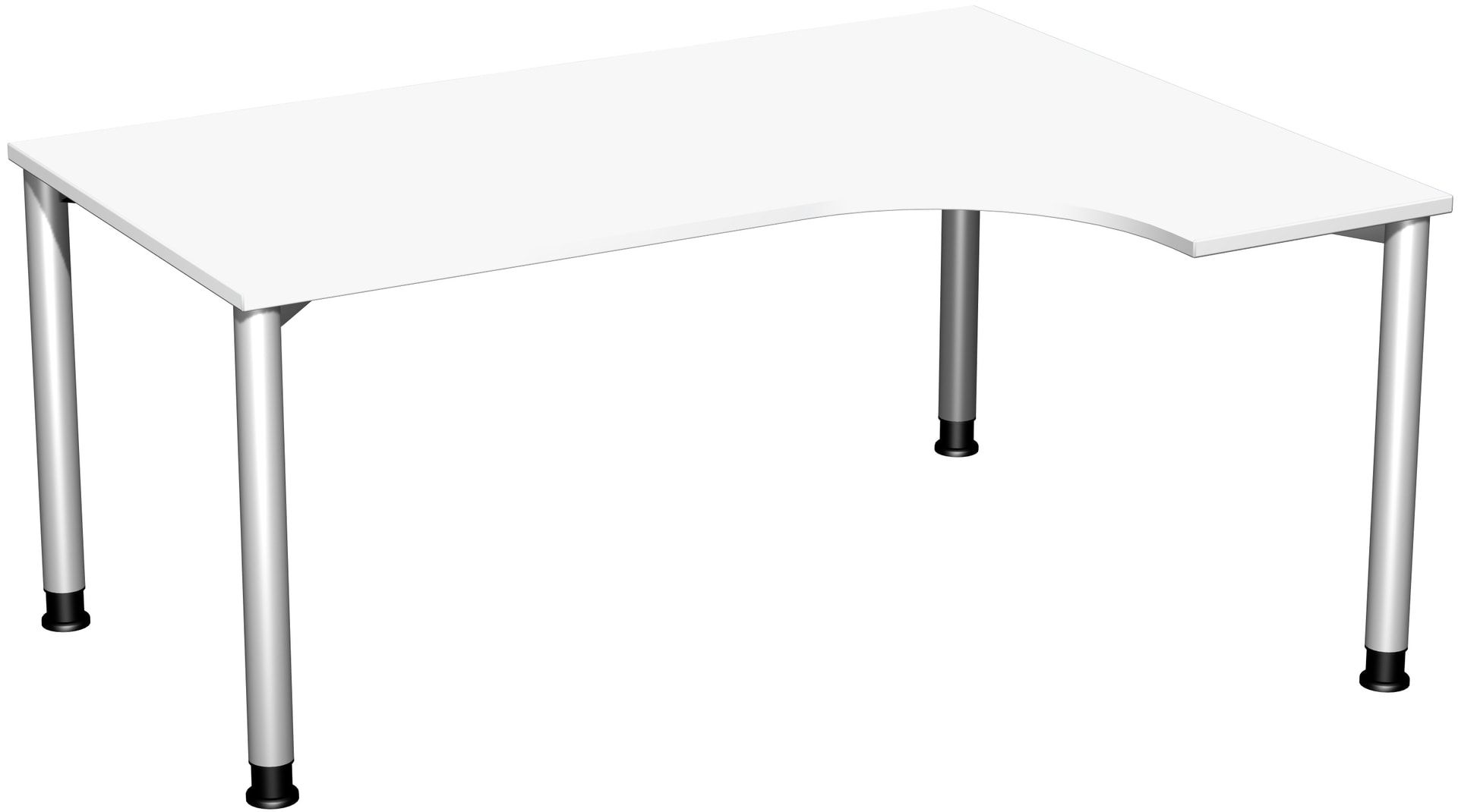 Eckschreibtisch mit einseitig verkürzten, 4-Fuß Flex, Ecke rechts, Höhe 680-800 mm, 1.600 x 1.200 mm (BxT), Gestell anthrazit, Ahorn