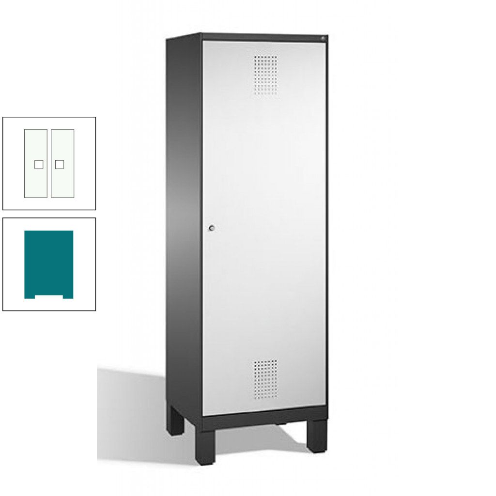 Doppel-Spind, Garderobenschrank, 1 Tür für 2 Abteile a 300 mm, Korpus anthrazitgrau, Türen anthrazitgrau, 1.850 x 600 x 500 mm (HxBxT)