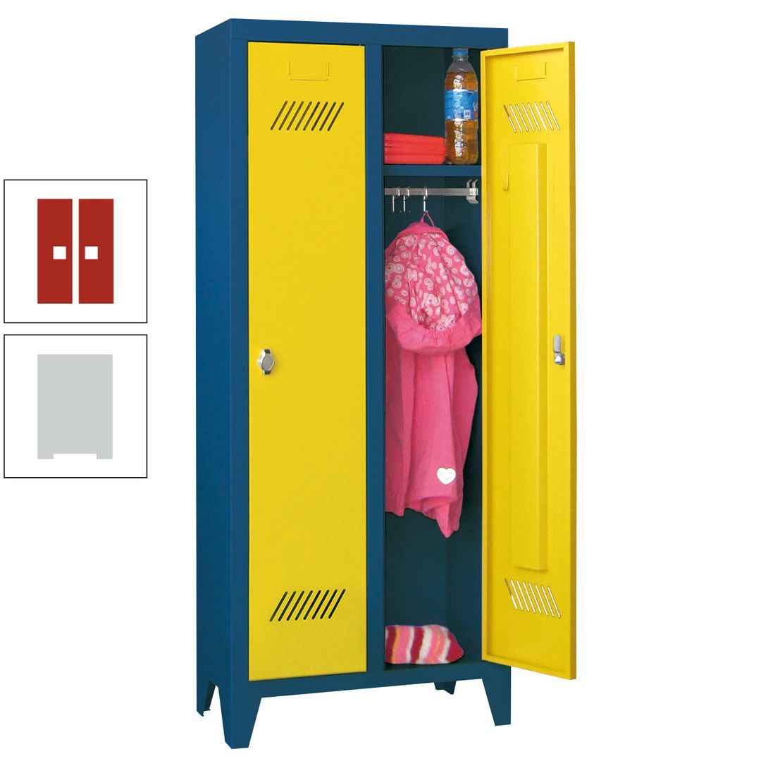 Spindschrank f. Kindergärten - mit Füßen - Höhe 1.300 mm - 2 Abteile a 250 mm - Zylinderschloss - anthrazitgrau