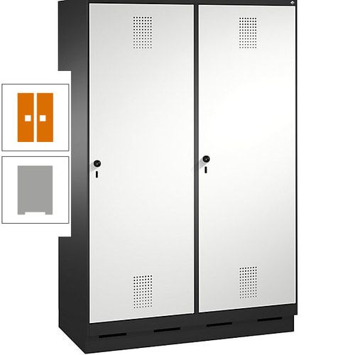 Doppel-Spind, Garderobenschrank, 2 Türen für 4 Abteile a 300 mm, Korpus anthrazitgrau, Türen anthrazitgrau, 1.800 x 1.200 x 500 mm (HxBxT)