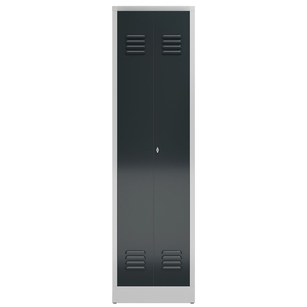 Mehrzweckschrank, Garderobenschrank, 2 Abteile, 6 Fächer, 1.800 x 500 x 500 mm (HxBxT), Drehriegel, Stahl, Korpus: lichtgrau, Front: anthrazitgrau