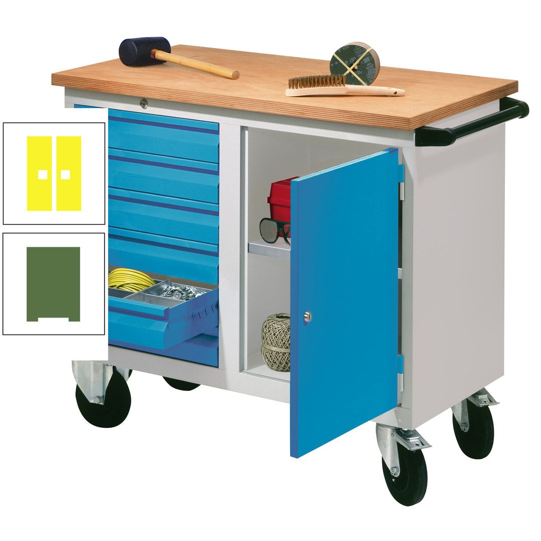 Mobile Werkbank - Werkstattwagen - 915 x 1.090 x 600 mm - 6 Schubladen und Schrankfach - anthrazitgrau