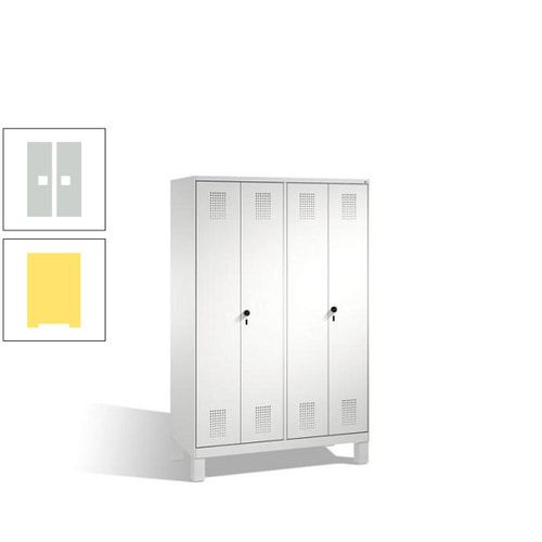 Doppel-Spind, Doppeltüren, Garderobenschrank mit Füßen, 4 Abteile a 300 mm, Korpus anthrazitgrau, Tür anthrazitgrau, 1.850 x 1.200 x 500 mm (HxBxT)
