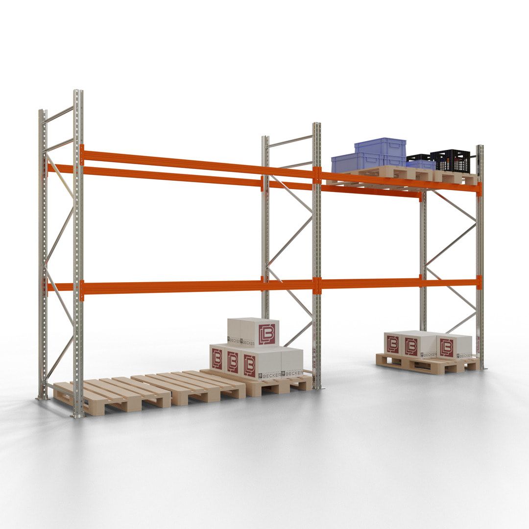 Palettenregal - 1,5 t - 3,0 x 5,7 x 1,1 m - 2 Felder - Schwerlastregal - VKfrei