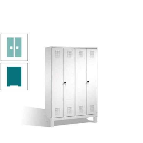 Doppel-Spind, Doppeltüren, Garderobenschrank mit Füßen, 4 Abteile a 300 mm, Korpus anthrazitgrau, Tür anthrazitgrau, 1.850 x 1.200 x 500 mm (HxBxT)