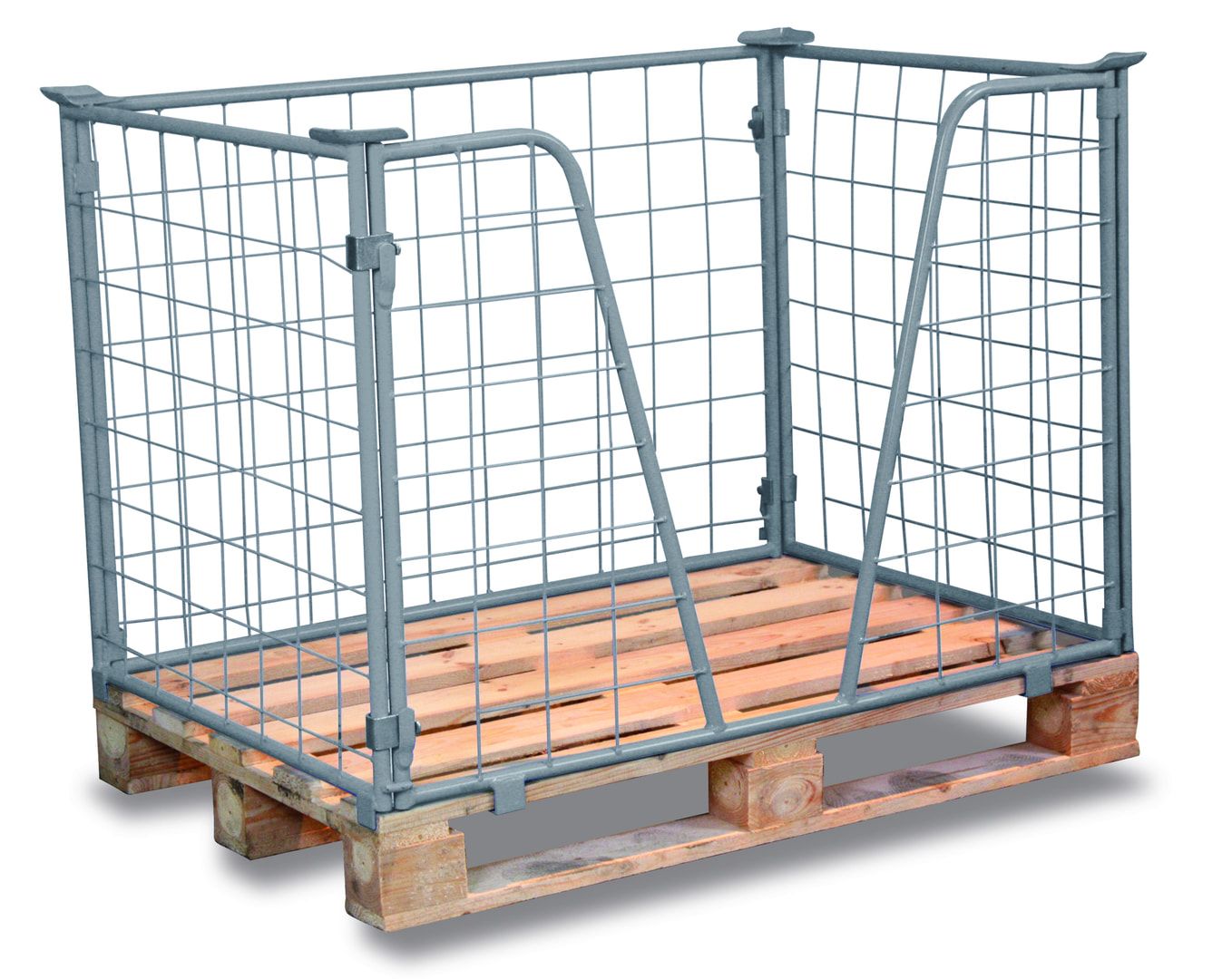 Palettenaufsatzrahmen für Europalette - 1.000 kg - Höhe 1.000 mm - 3-fach stapelbar - Gitter m. V-Ausschnitt - lichtblau