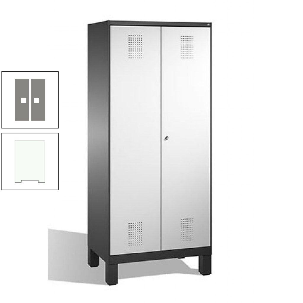 Mehrzweckschrank, Doppeltüren, auf Füßen, 2 Abteile a 400 mm, Korpus anthrazitgrau, Tür anthrazitgrau, 1.850 x 800 x 500 mm (HxBxT)